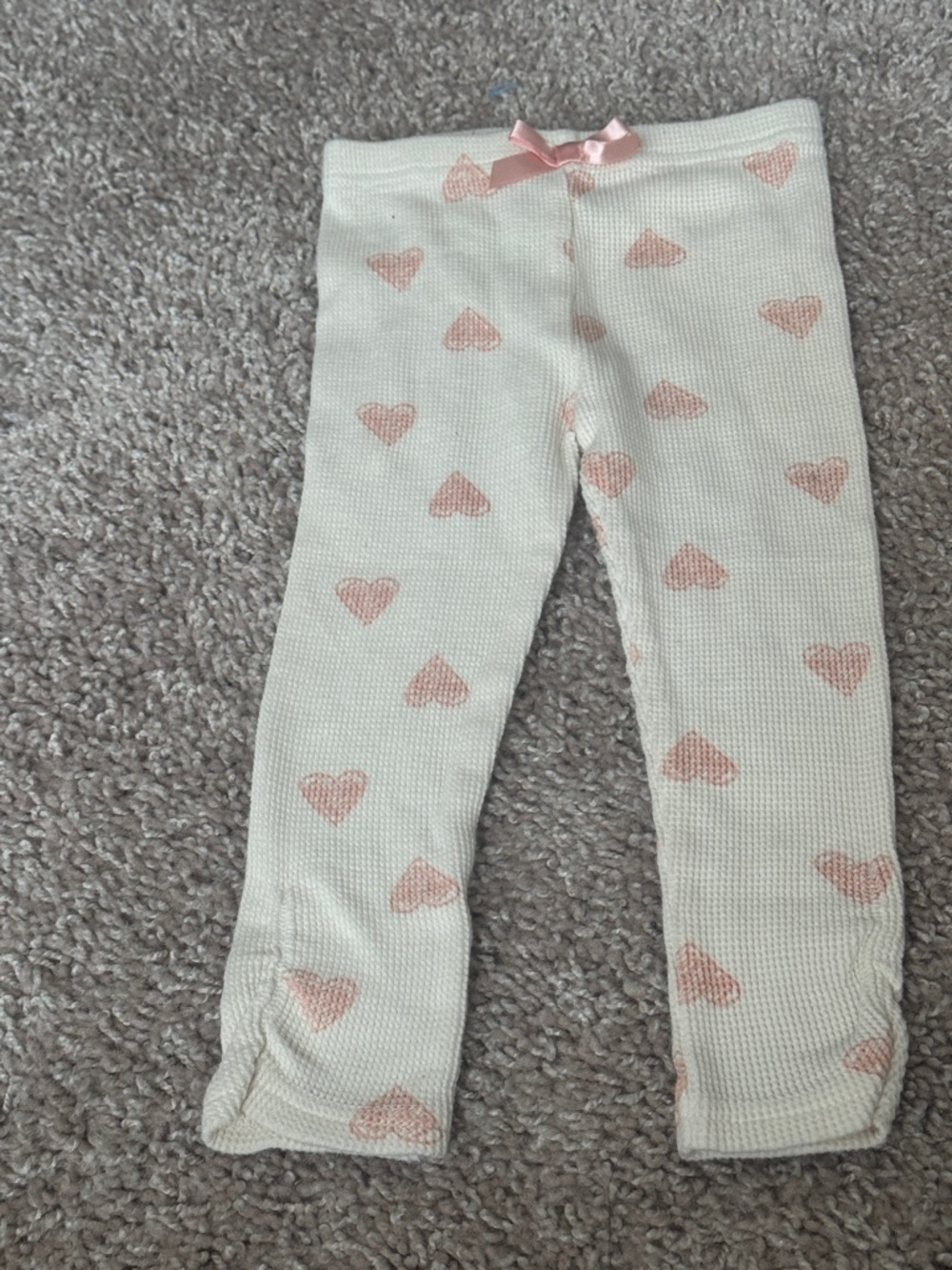 Nicole Miller Cream Leggings with Pink Heart Print
